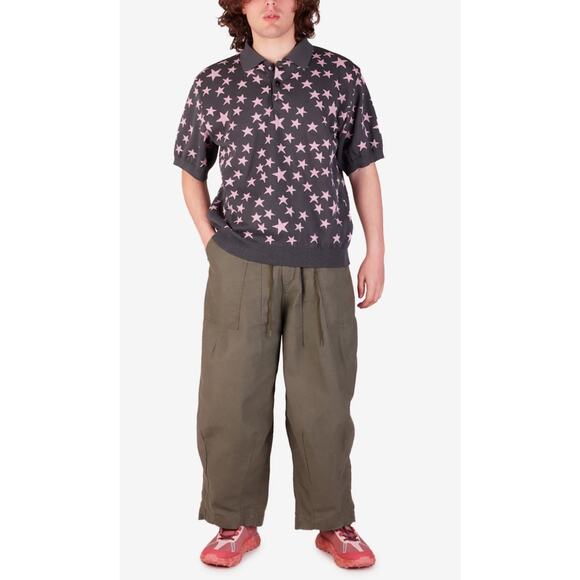 NWT NEEDLES Men's Grey Pink Stars Japan Relax Fit Knit Button Polo Sweater Sz XS - Picture 3 of 16